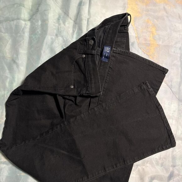 Gap Women's Black Denim Jeans size 6 Tall Long flare jeans 70s Flare Bellbottoms - Picture 6 of 8